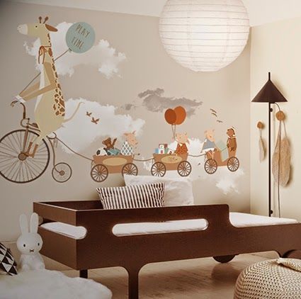 You don't need anything else but a lovely wallpaper or wall sticker which makes miracles with empty walls.