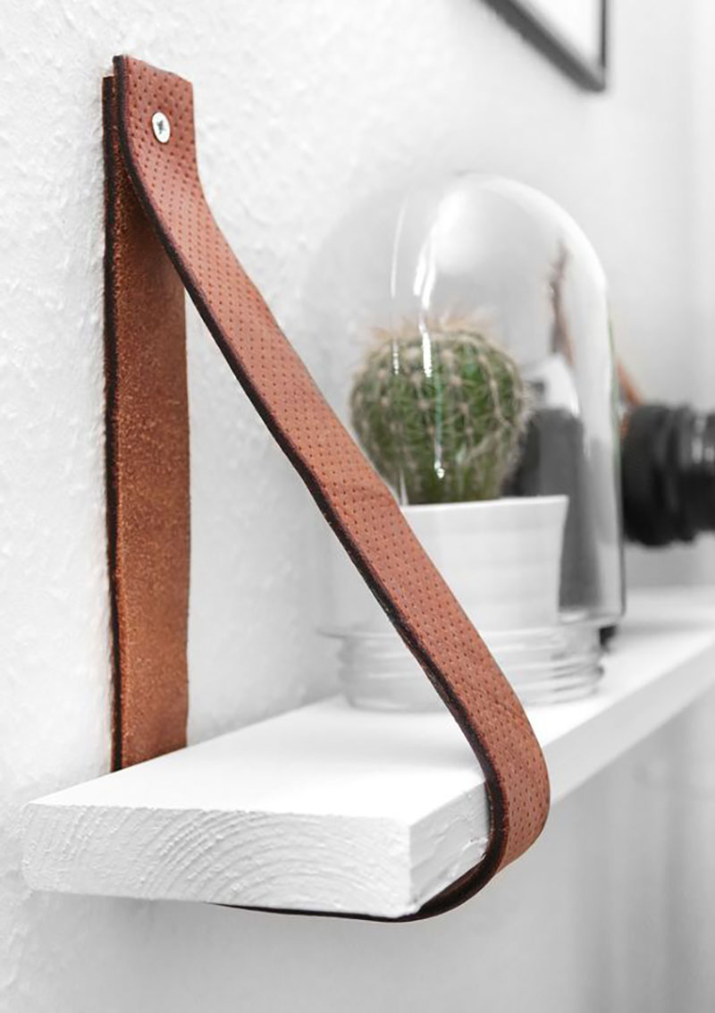 Trendy leather holder for the shelf, fits in amazingly in scandinavian and loft styled interiors.